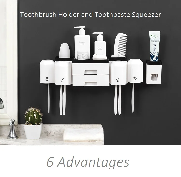 Держатель зубной щетки с зубной пастой соковыжималка с чашками для 2 3 4 человек с ящиками для ванной хранения ногтей бесплатное крепление