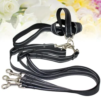 

1pc 3 Way Dog Leash Heavy-duty Strong Handle Nylon Reflective Triple Dog Leash Pet Supply
