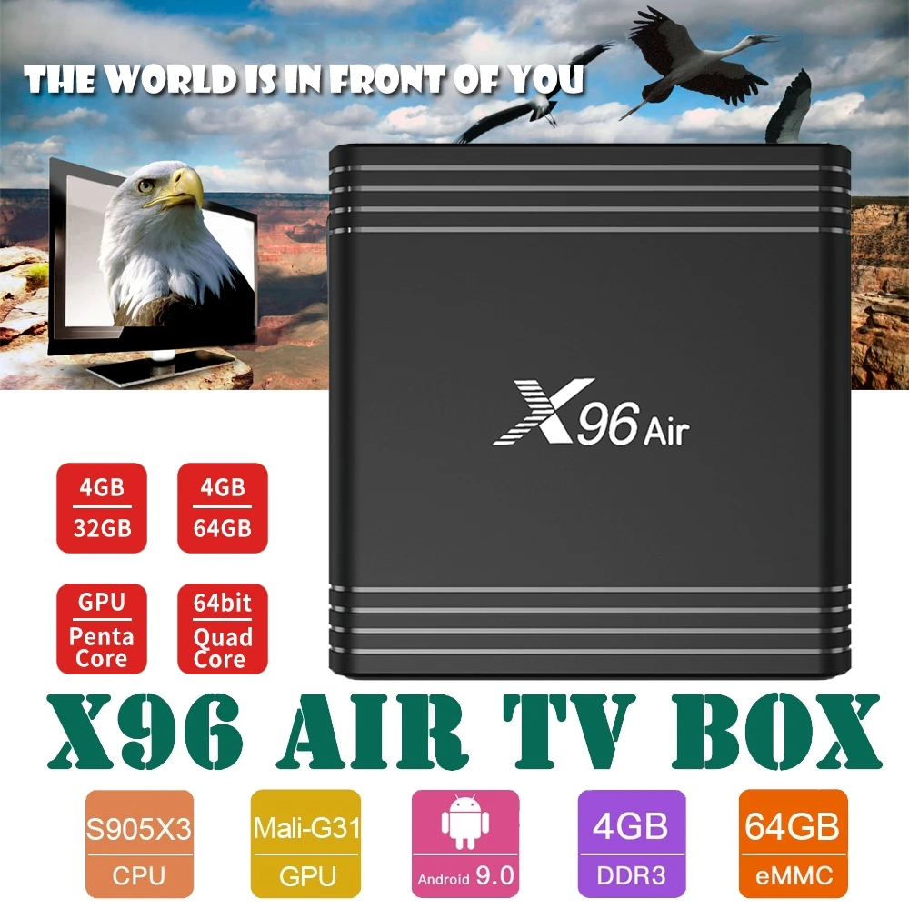 

X96 Air 8K Android 9.0 Smart TV Box 4GB 64GB Quad core Dual Wifi Google Player Youtube Set top box H96 max X96air KM3