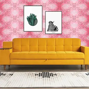 

10m Roll Wallpaper Purple Luxuryen Damask Textured Embossed Flocking Non-woven Fabrics Modern Wallpaper Roll