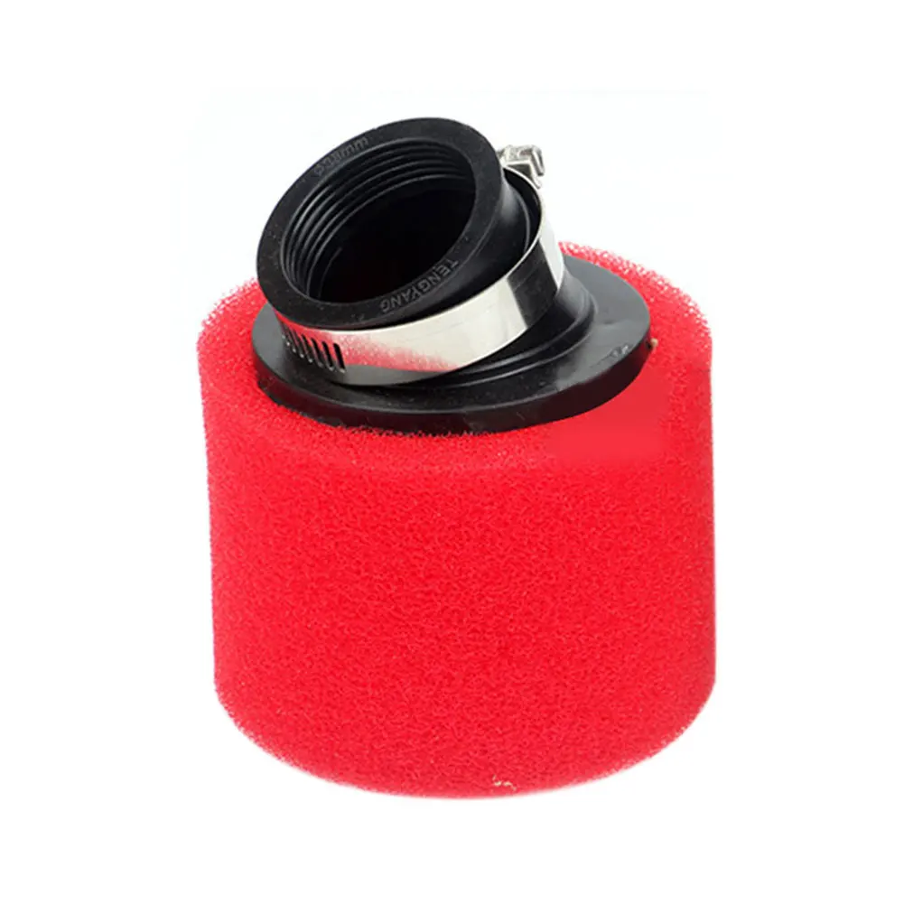 Motorcycle Double Sponge Air Filter Cleaner Straight Neck 35/38/40/42/45/48mm - Цвет: Red 45mm