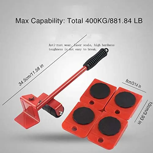 

Dropshipping 5Pcs Furniture Lifter Sliders Kit Profession Heavy Furniture Roller Move Tool Set Wheel Bar Mover Device for 200KGS