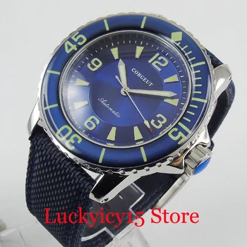 

CORGEUT Brand 45mm Blue Dial Rotating Bezel ST Automatic Movement Self Winding Men Wristwatch