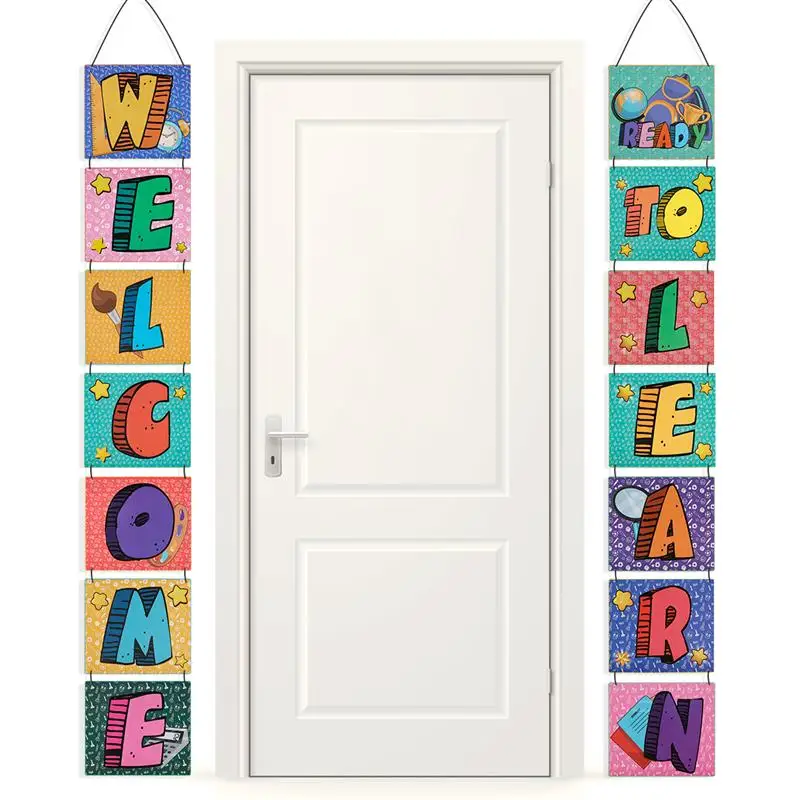 

Back to School Banner with Adhesive Dots White Cardboard Welcome Back Banner First Day of School Banner Classroom Party Supplies
