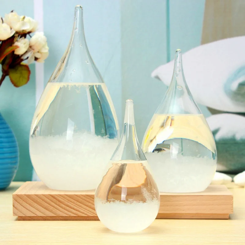 Hot Sale Transparent Water Drop Weather Storm Forecast Predictor Monitor Droplet Storm Glass Home Decoration 4 Size US Shipment