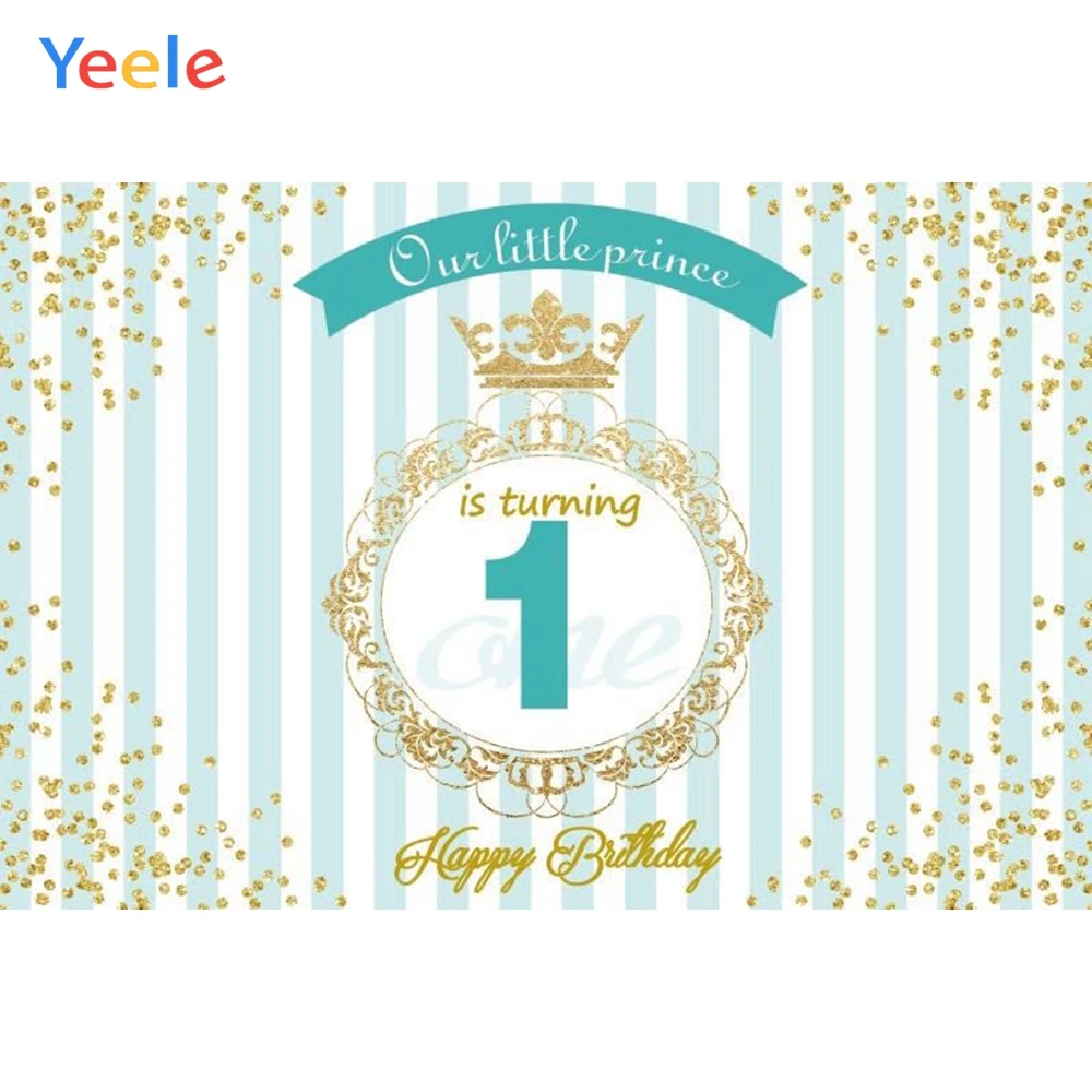 

Yeele Happy 1st Birthday Our little Princess Golden Border Scene Photography Background Photographic Backdrop For Photo Studio