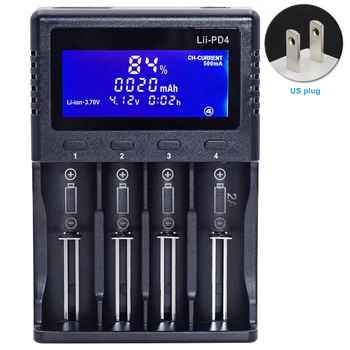 

AA AAA 4 Slots Multiple Protection Travel Portable 18490 17670 LCD Display Smart Compact Battery Charger Universal 18650 21700