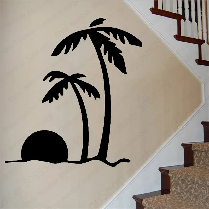 

Attractive Coconut Tree SceneryWall Stickers For Showcase Decal For Bedrooms Living Roos Home Decoration Sticker Wallpaper LW604