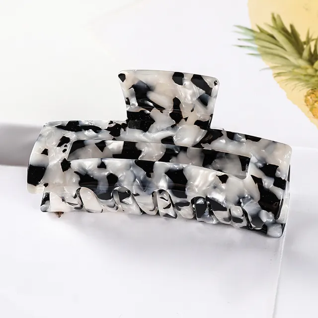 Bilandi 2021 New Hair Claw Large Geometric Hollow Square Tortoiseshell Leopard Acetate Hair Clip For Women Hair Accessories NO.18-8.3 cm