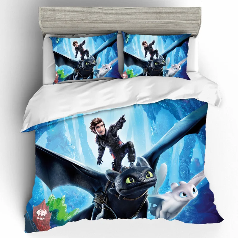 

3D King Size Bedding Sets Cotton Toothless Hiccup Bedding Set Duvet Cover Bed Sheet Pillowcases Bed Linen Home Textile