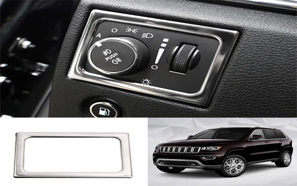 SHINEKA Interior Mouldings For Jeep Grand Cherokee 2011-2016 Head Light Switch Button Frame Decoration Ring For Grand Cherokee