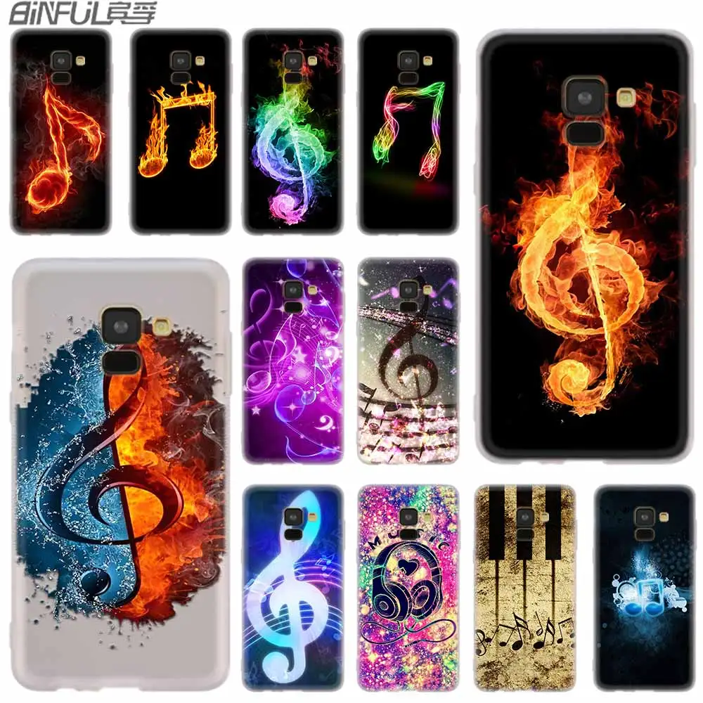 Musical notes Silicone Case For Samsung A52 A32 A12 A72 A42 A21S 5G A3 A5 A6 A7 A8 Plus 2018 Cover | Мобильные телефоны и
