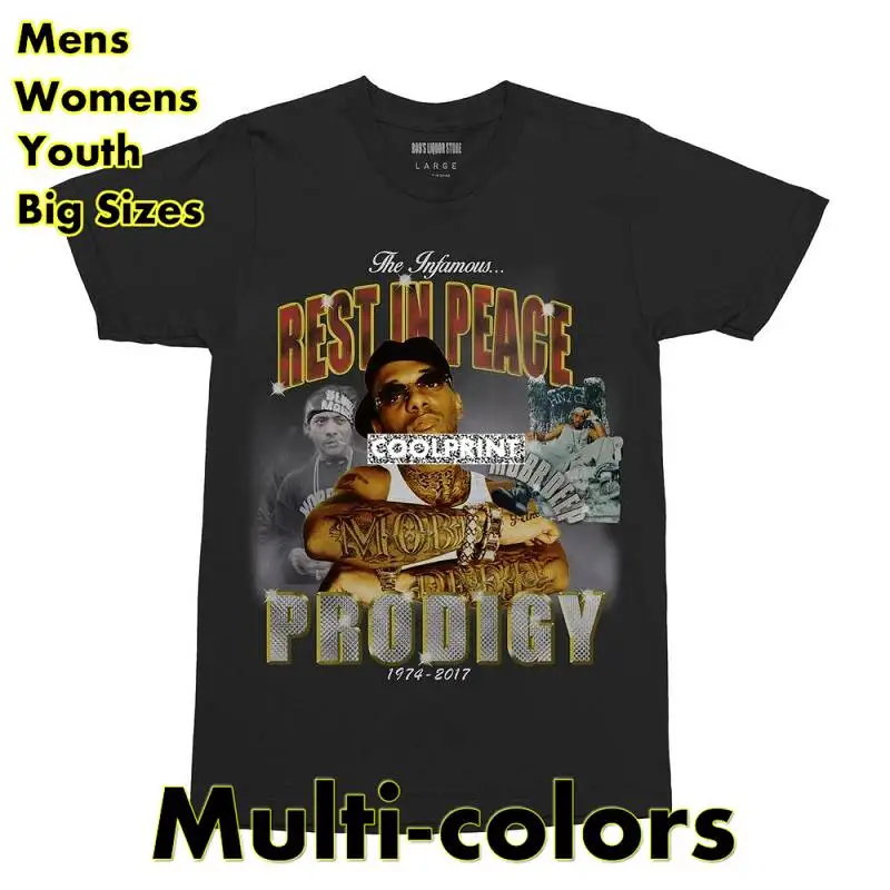 Rest In Peace Prodigy Mobb Deep Black Tee T Shirts Oversized Mens Novelty t-shirts Printed |