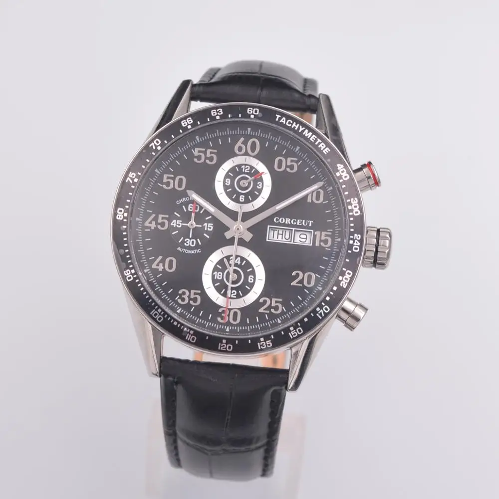 

Corgeut Top Luxury Brand Automatic Mechanical Men's Watch 24 hours Leather Military Week&Date Watches Clock Men Relojes Mascu