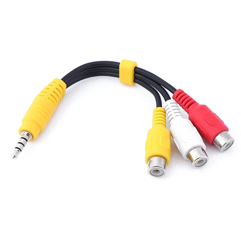 

3.5mm Aux Male Stereo to 3 RCA Female Audio Video AV Adapter Cable for High-Performance Video and Audio Playback