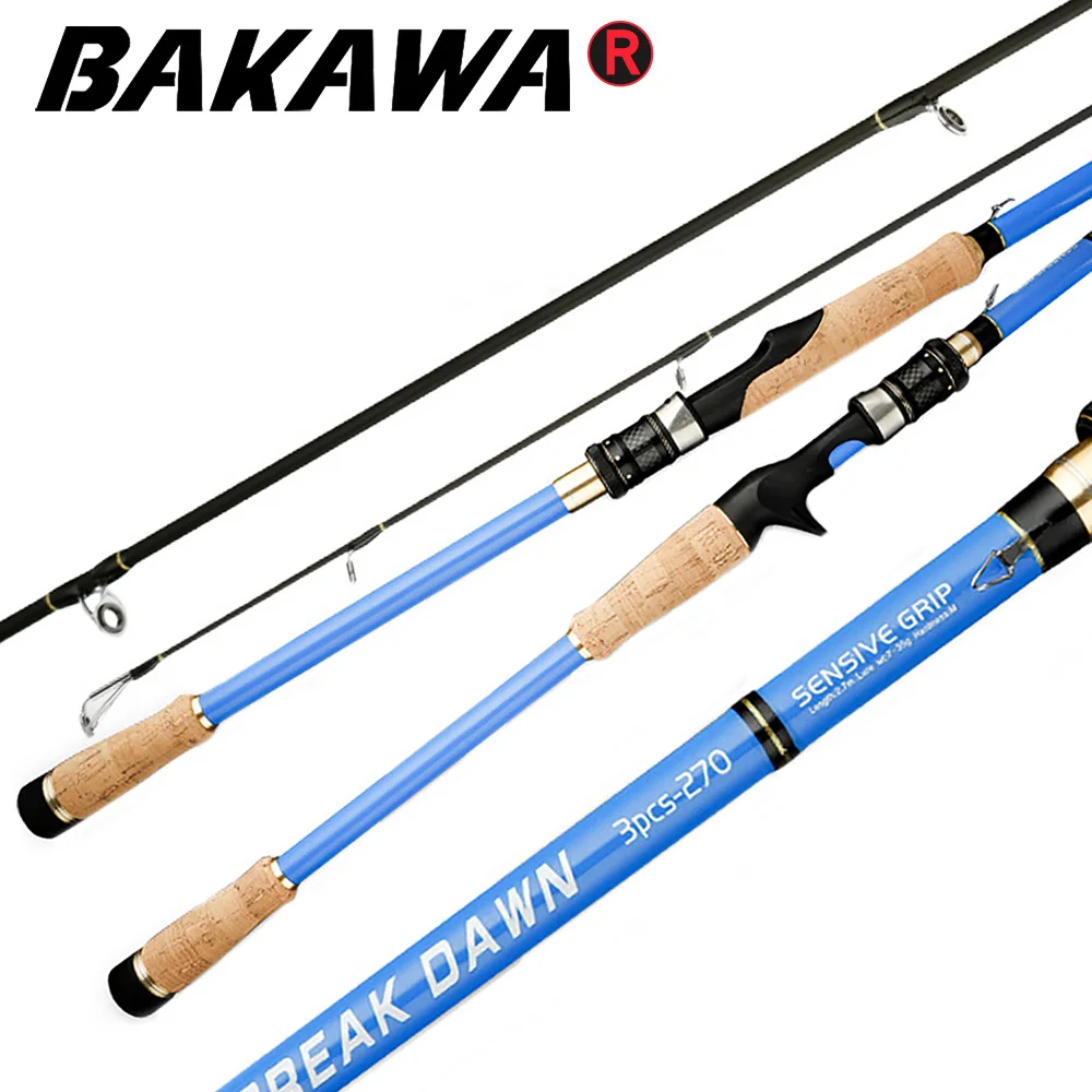 BAKAWA Travel Lure Rod 24T Carbon Fiber 3 Section Casting Spinning Telescopic Fishing Pole M Power 1.8/2.1/2.4/2.7/3.0M Pesca | Спорт и