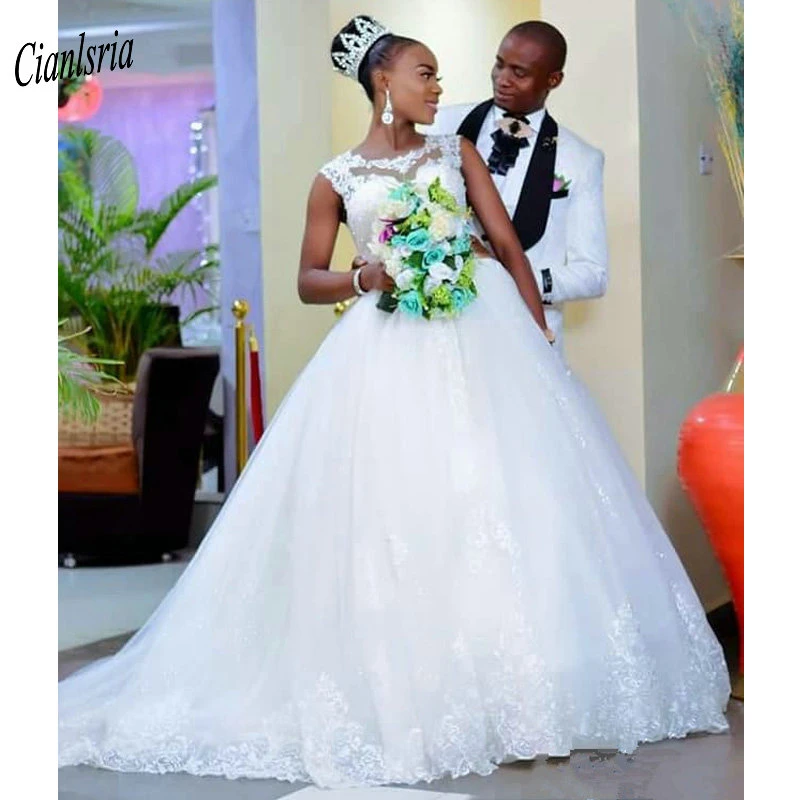 lace illusion plus size wedding gown