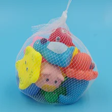 

10 Pcs/pack Cute Animals Bath Toy Colorful Soft Rubber Float Squeeze Sound Swimming Water Toy For Baby With Mesh bag