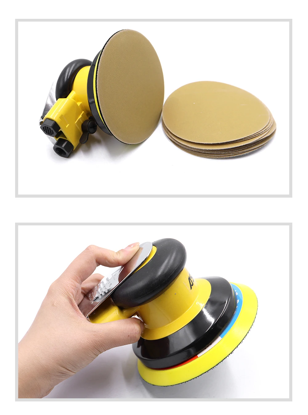 5 Zoll pneumatische orbitale Poliermaschine 125 mm Vakuum-exzentrische Luftschleifmaschine für Auto Holz Metall Polierer – Detail 12