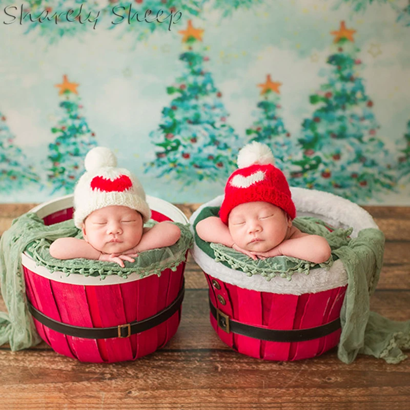 Newborn Baby Mohair Christmas Hat Photography Props Baby Boy Girl Photo Shoot Studio Xmas Cap Hat Infant fotografia Accessories