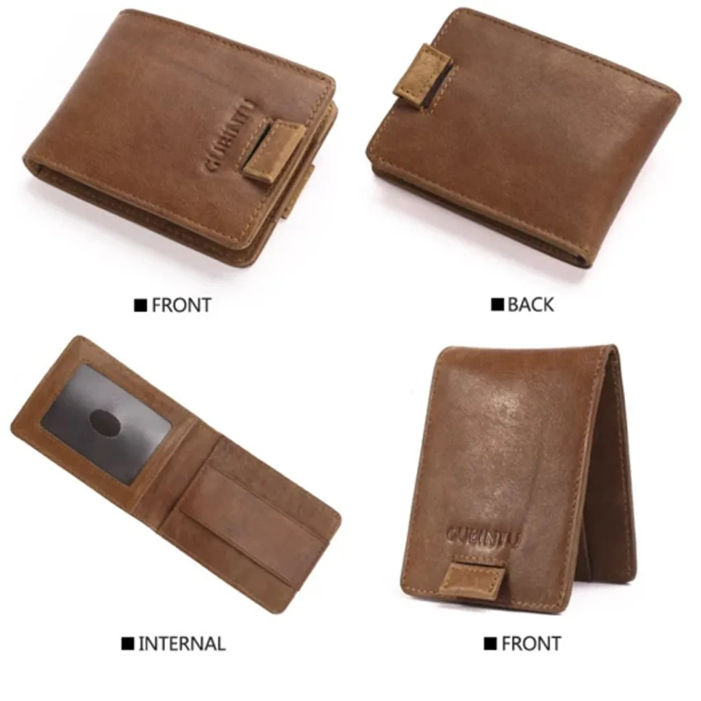 Мужские кошельки RFID тонкий маленький кожаный бумажник мужской с двойным выдвижным антимагнитным RFID бумажником Кошелек carteira# G2