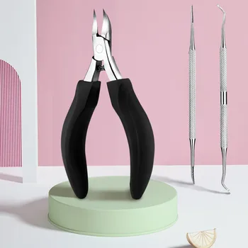 

new 3pcs/set 1 Stainless Steel Nail Cuticle Pusher 1 Spoon Pusher Remover Cutter 1 Nipper Clipper Cut Set Nail polish tools