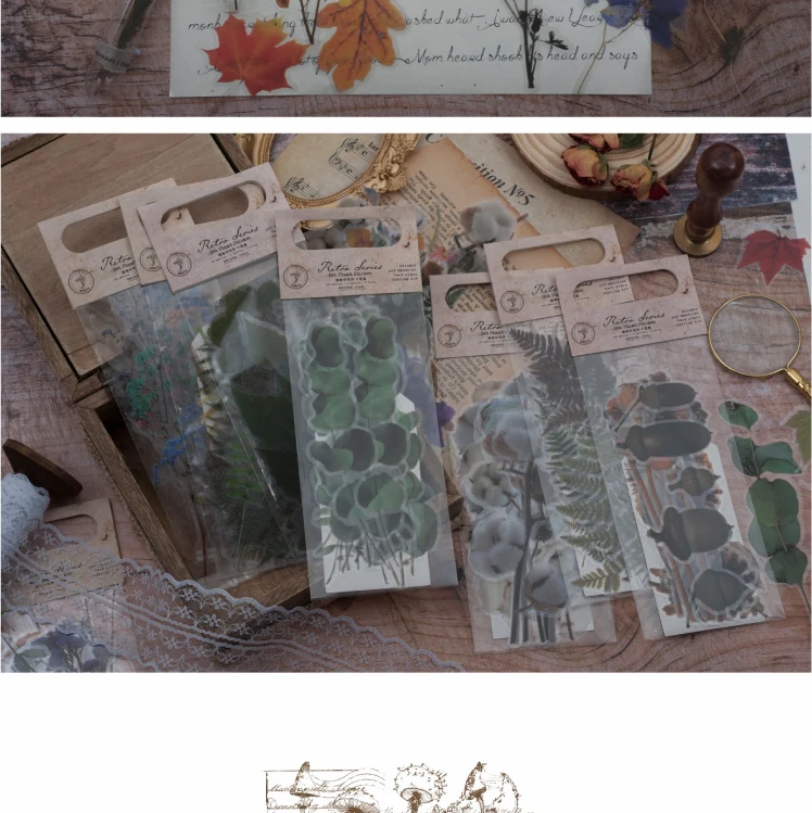 Винтажные осенние растения цветы пуля журнал декоративные наклейки дневник стационарный японский альбом стикеры Скрапбукинг