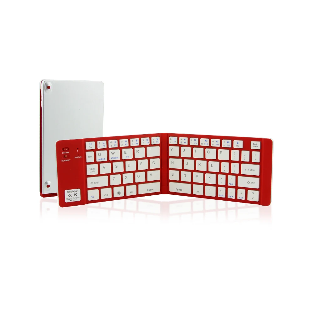 Bluetooth игровая клавиатура Беспроводная складная клавиатура компьютерная портативная мини 66 ключ тонкая клавиатура для ПК ноутбук планшет IPad Android - Цвет: Красный
