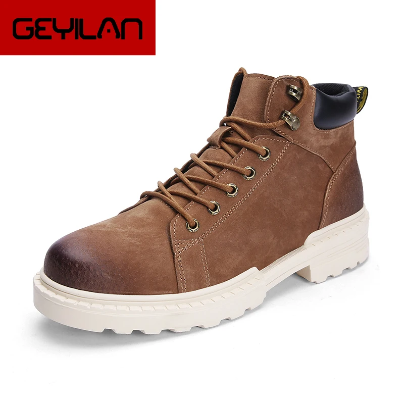 

High Quality Winter Warm Martin Boots Work Shoes Brand Stylish Men's Leather Lace-up Casual Boots Motorcycle Boots