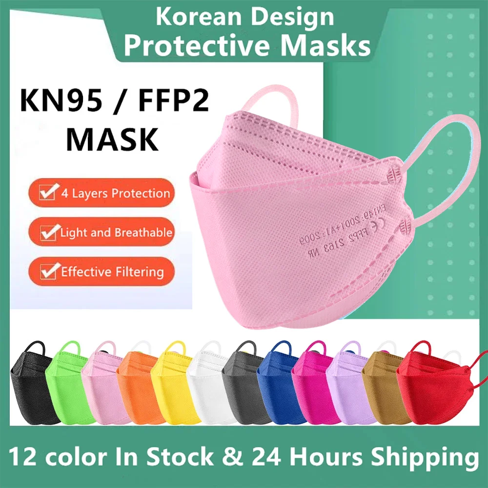 

FFP2 Fish Mask CE Approved hygienic Colored Adult Kn95 Korean Face Mask Reusable 4 Layers mascarilla fpp2 homologada españa FFP3