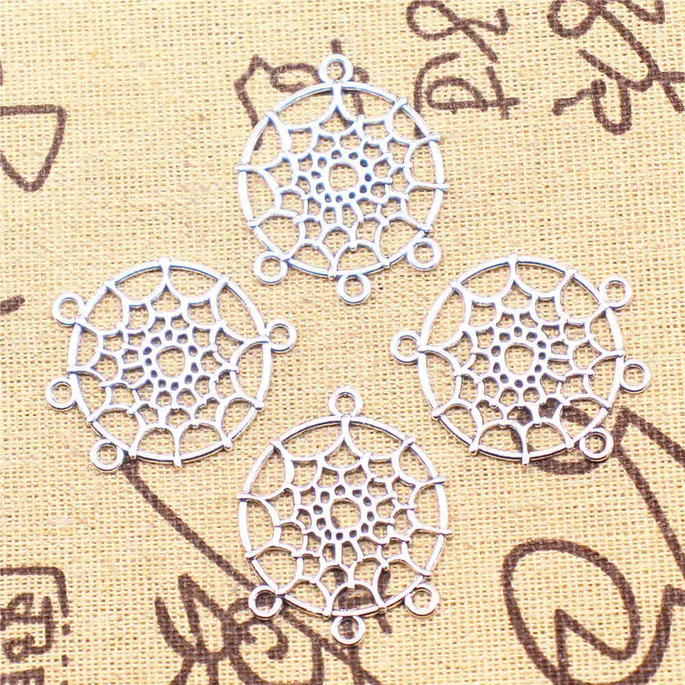 

Jewelry Making Kit 28x34mm Dream Catcher Earring Connector Antique Silver Color 5pcs