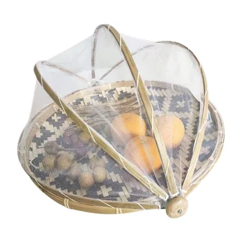 

Anti-insect Dustproof Basket Fruit Vegetable Tray Mesh Drying Dustpan Handmade Bamboo Food Storage