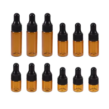 

12PC Mini Glass Vial Bottles Dark Brown Dropper Empty Bottle for Essential Oils Chemistry and Perfumes (1ML 2ML 3ML 5ML )