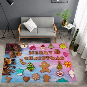 

Gingerbread Man Colorful Rug 3D Print Cartoon Carpet Merry Christmas Rug Home Textile Floor Carpet Festival Holiday Floor Mat