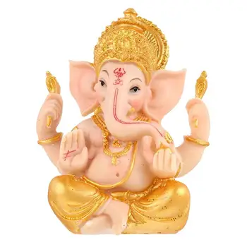 

1 pc Elephant God Figurine Desktop Hindu Resin Luck and Wealth Art Statue Sculpture Ornament for Office Home