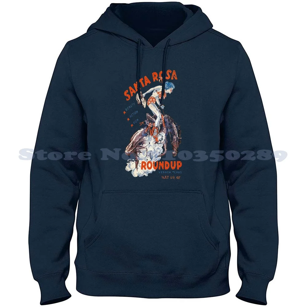 Sanat Rosa Roundup Streetwear Sport Felpa Con Cappuccio Rodeo Horse Horses Texas 40S 1940S Santa Rosa Dallas Southwest Round Up