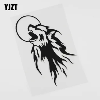 

YJZT 11.2CMX17.8CM Wolf Howling At Moon Pack Night Woods Vinyl Car Sticker 13C-0090