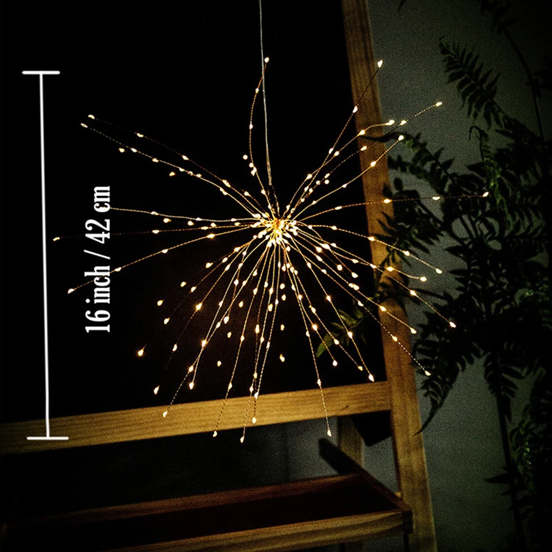 8 режимов DIY фейерверк светодиодный свет струны водонепроницаемый взрыв красочная Фея лампа гирлянда вечерние мигающие огни с пультом дистанционного управления