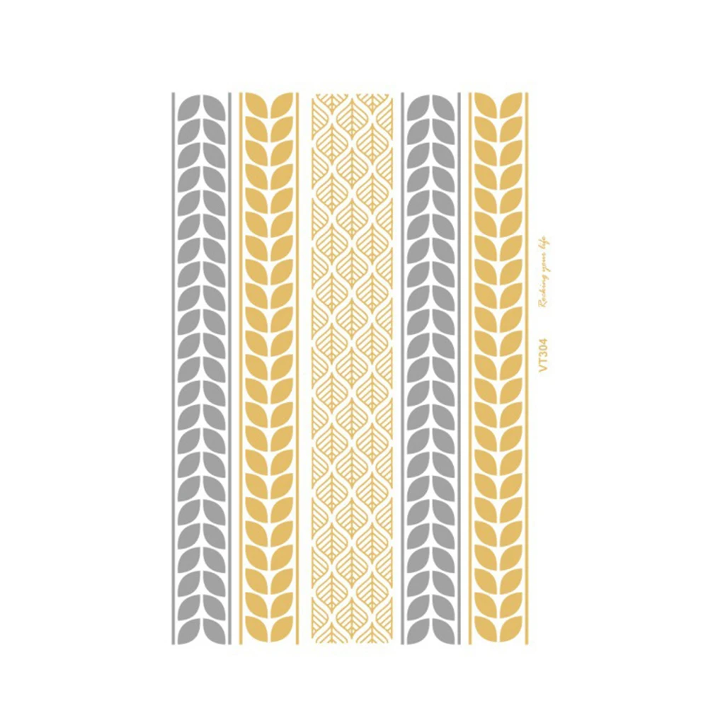 Metallic Waterproof Tattoo Gold Silver Women Fashion Henna Peacock Feather Design Face Freckle Temporary Tattoo Sticker