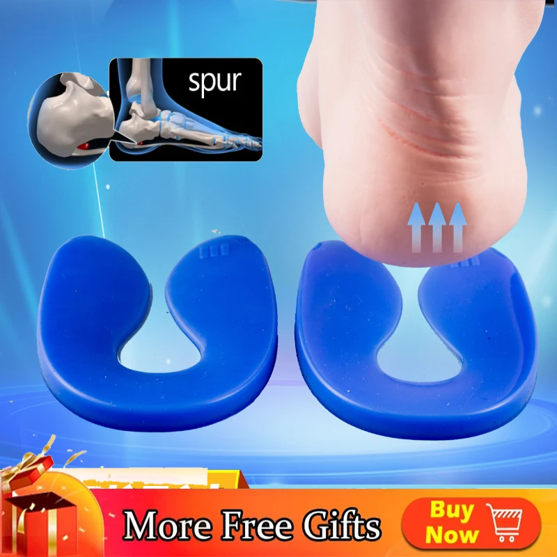100% Gel Di Silicone A Forma Di U Heel Cup Fascite Plantare Del Tallone Protector Tacco Sperone Cuscino Pad Inserti Scarpe Sottopiede Per Delle Donne 