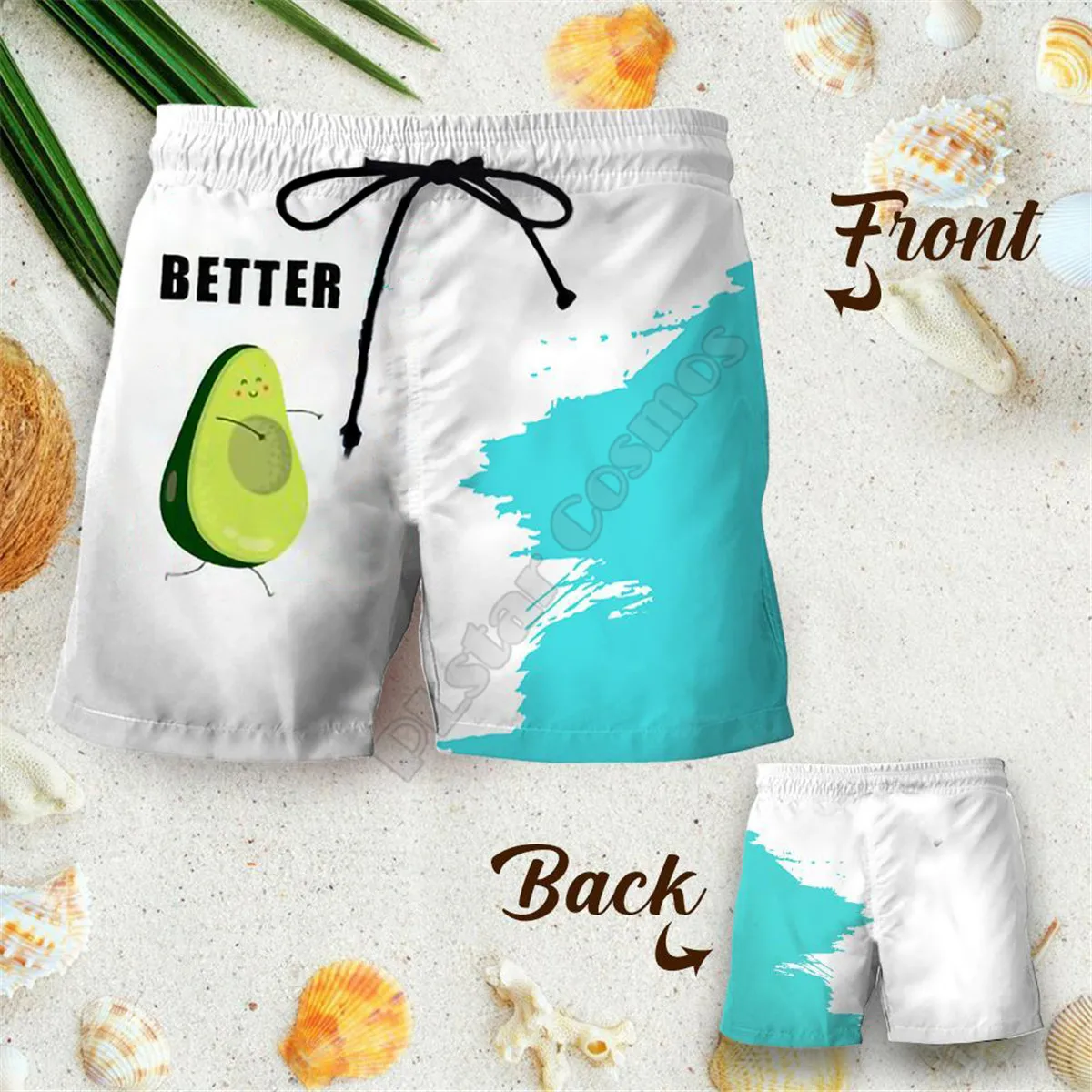 Couple Matching Better Half Shorts 3d Shorts women for men Elastic Waist Shorts Summer Couple Beach Shorts 02