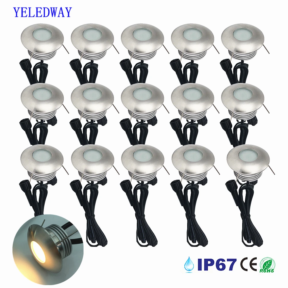 DC12V LED Deck Lights 1W IP67 Waterproof Recessed Underground Lamp Outdoor Garden Yard Stairs Patio Pathway Landscape Spotlight dc12v rgb wifi led recessed spot ligths ip67 outdoor inground colorful lamps for yard garden deck scenery pathway stairs patio