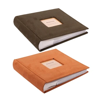 

2Pcs 4R 6Inch 200 Pockets Photo Album Family Memory Pictures Storage Album Scrapbook - Green & Khaki