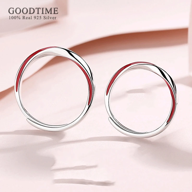 Trendy Red Color Couple Ring Pure100% 925 Sterling Silver Rings For Women Men  Anniversary Jewelry Gift For Party 4
