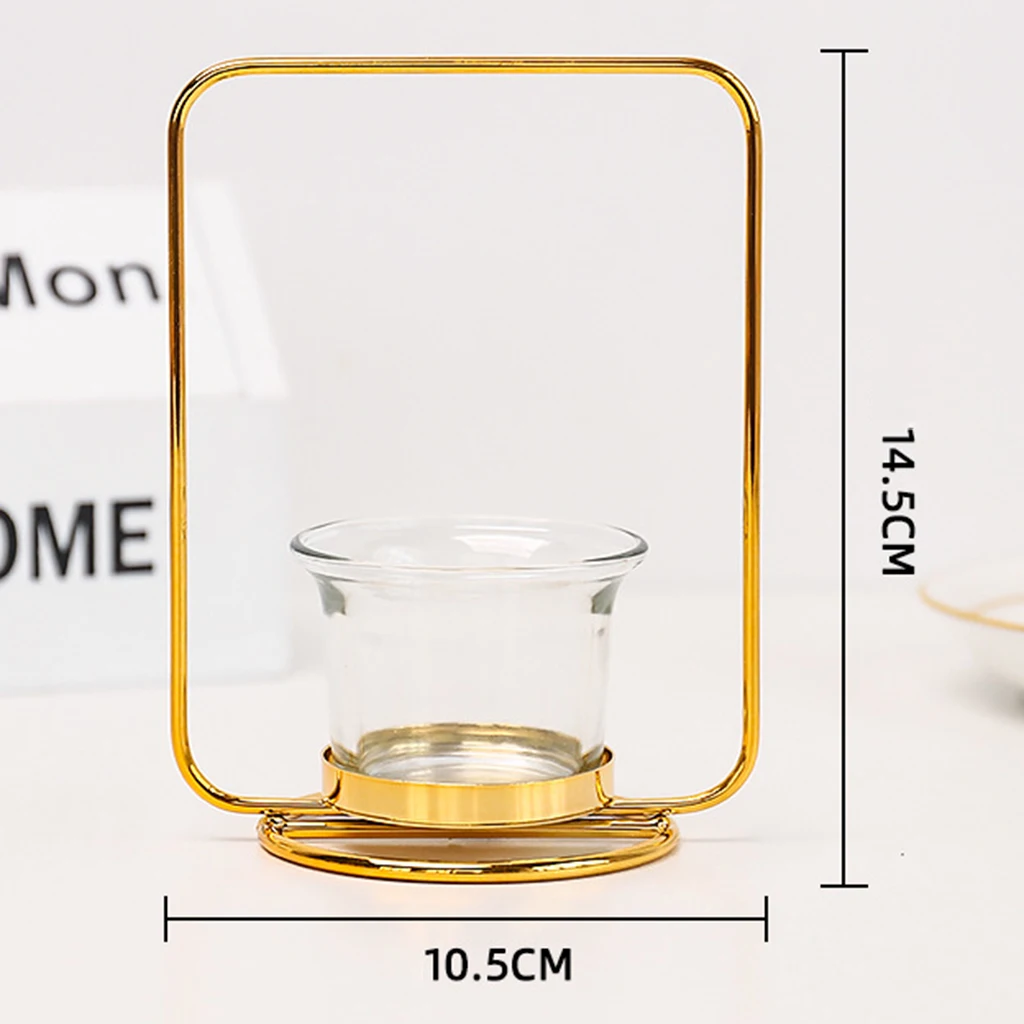 Iron Art Golden Candle Holder Wrought Hollow Candlestick Iron Lantern for Party Home Table Decoration