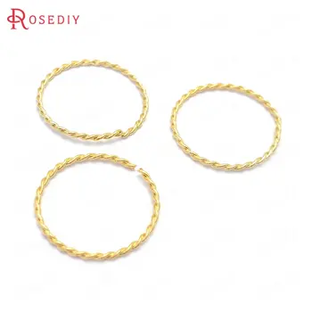 

(37613)20PCS 16MM thickness 1MM 24K Gold Color Brass Split Rings Connect Rings Jewelry Making Supplies Diy Findings Accessories