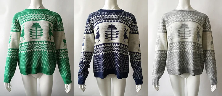 Christmas Sweater Winter Classic Deer Printed Knitted Pullovers Plus Size Streetwear Long Sleeve Causal Jumpers Sueter