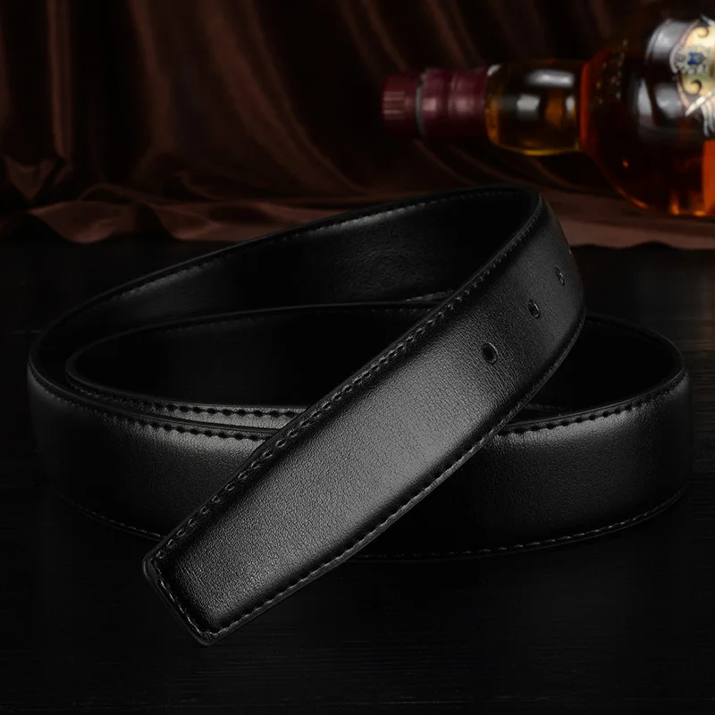 No Buckle Genuine Leather Belt Strap For Automatic Buckle Pin 2.4cm 2.8cm 3.0cm 3.2cm 3.5cm 3.8cm Width Men Belt leather belt mens belt
