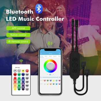 

RGB Bluetooth Controller DC 5V 12V 24V Music Bluetooth Controller Sounds Sensor Light Strip Controller For RGB Strip + IR remote