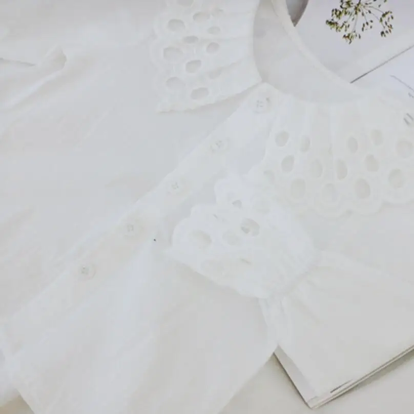 Kids Shirts Autumn Spring School Baby Toddler Girls Blouse White Lace Kids Shirt Children Clothes Long Sleeve Cotton Girl Tops And Blouses